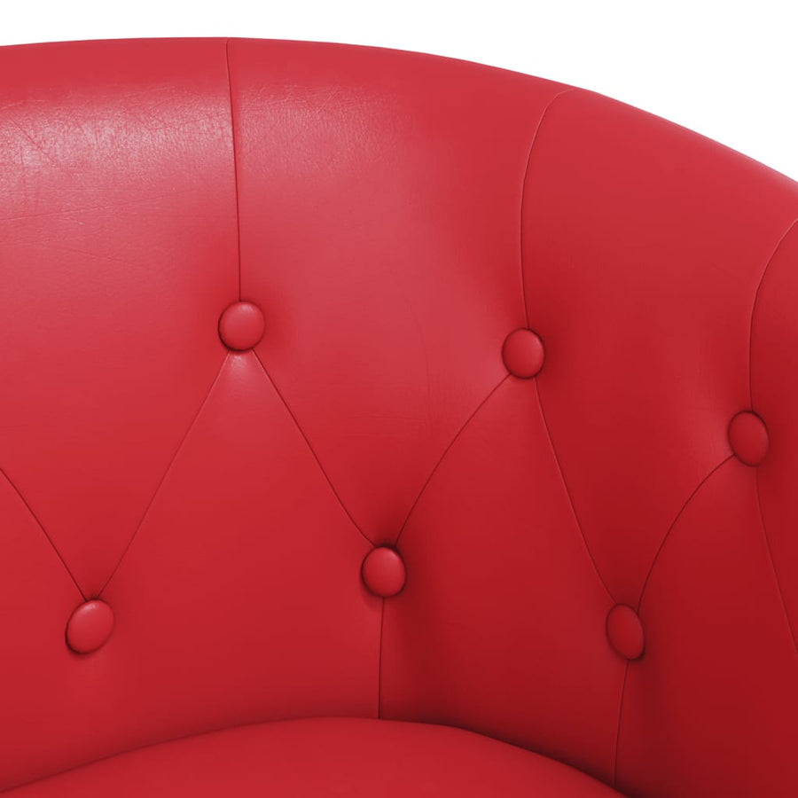Kuipstoel met voetenbankje kunstleer rood