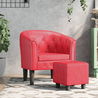 Bucket seat with footstool, faux leather red