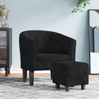 Fauteuil met voetenbank fluweel zwart