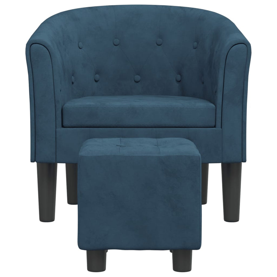 Kuipstoel Fluweel Donkerblauw Met voetenbank