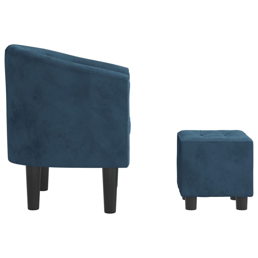 Kuipstoel Fluweel Donkerblauw Met voetenbank