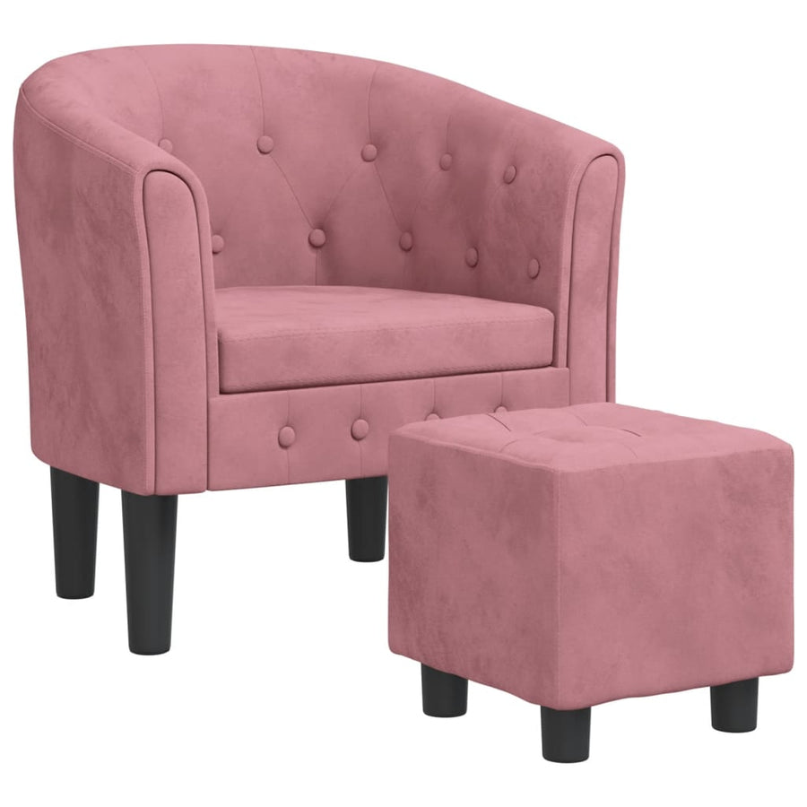 Kuipstoel Fluweel Roze Met voetenbank