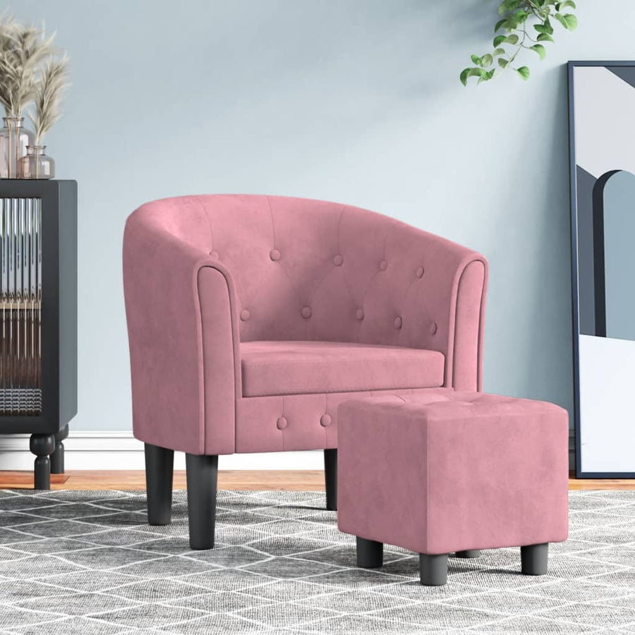 Kuipstoel Fluweel Roze Met voetenbank