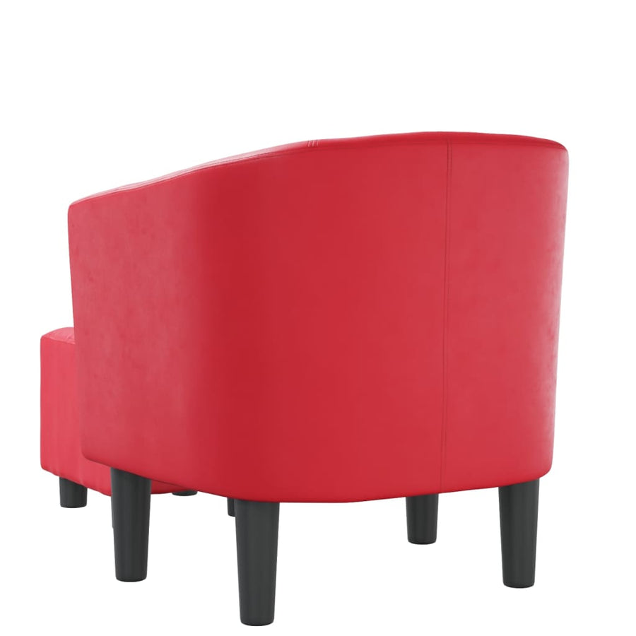Kuipstoel Met Voetenbankje Kunstleer 1 Rood