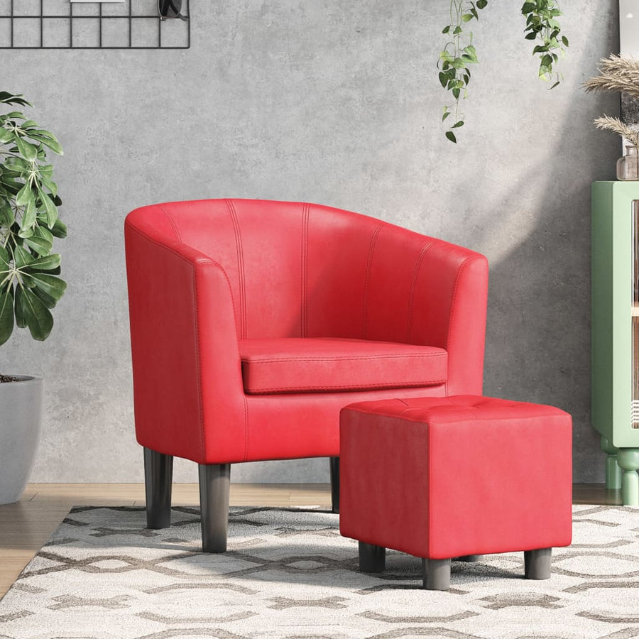 Kuipstoel Met Voetenbankje Kunstleer 1 Rood