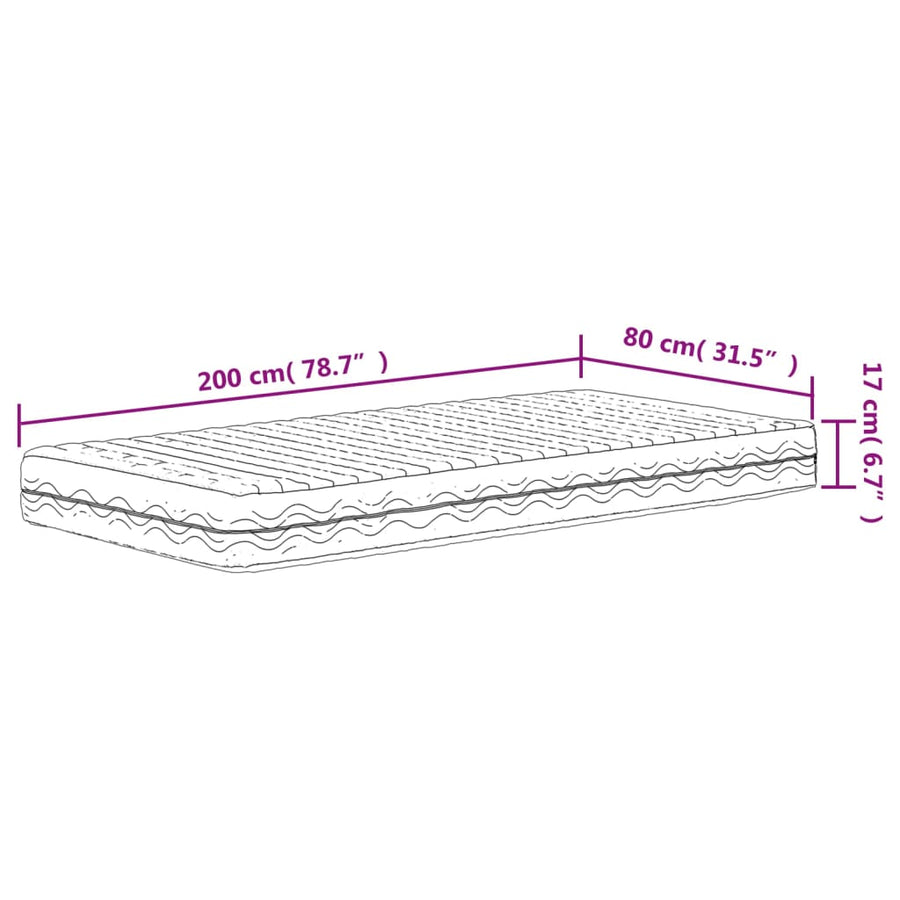Schuimmatras Hardheid H2 H3 80X200 Cm Wit
