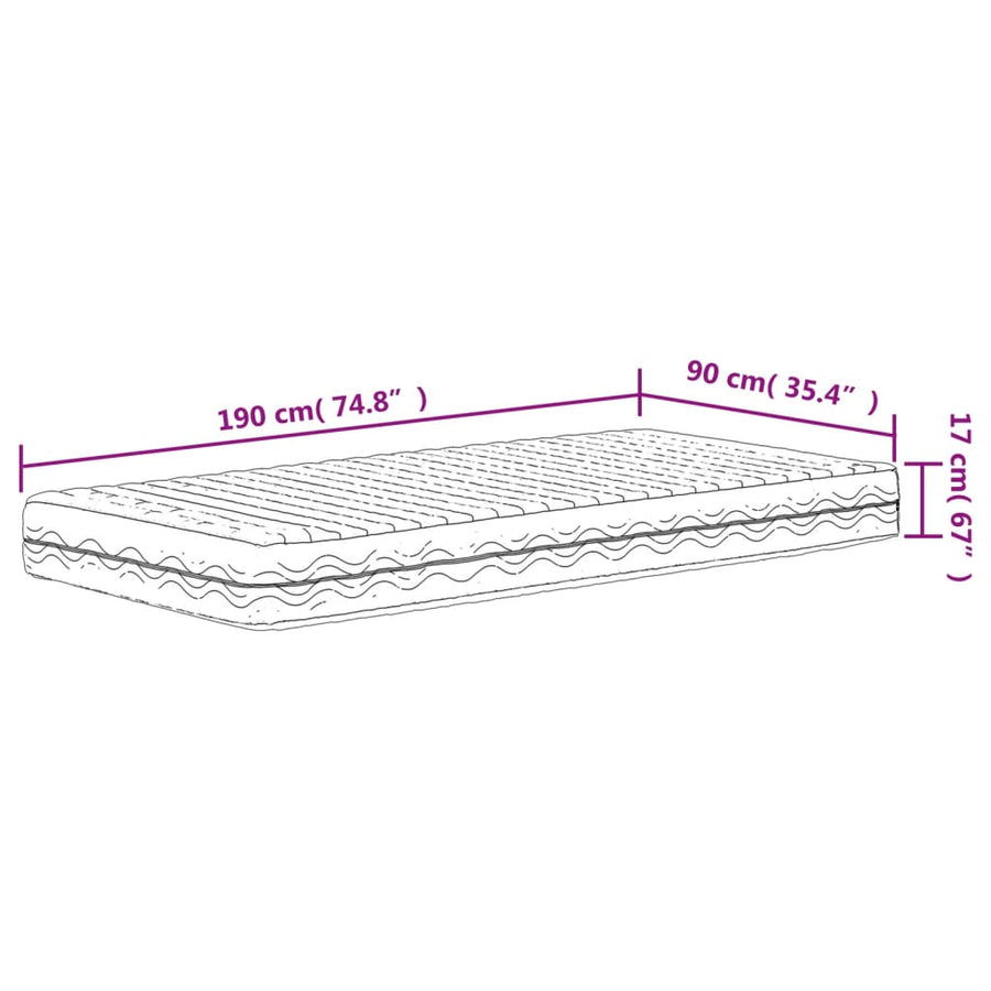 Schuimmatras Hardheid H2 H3 90X190 Cm Wit