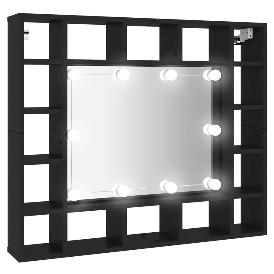 Spiegelkast Met Led-Verlichting 9X5X76,5 Cm Zwart