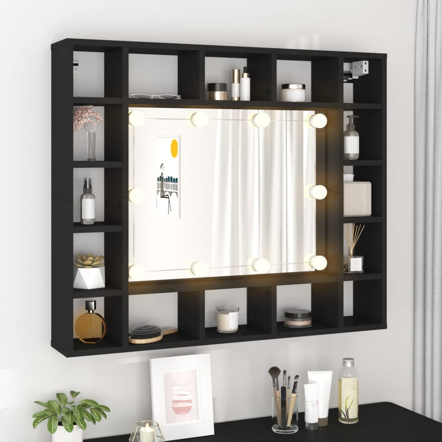 Spiegelkast Met Led-Verlichting 9X5X76,5 Cm Zwart