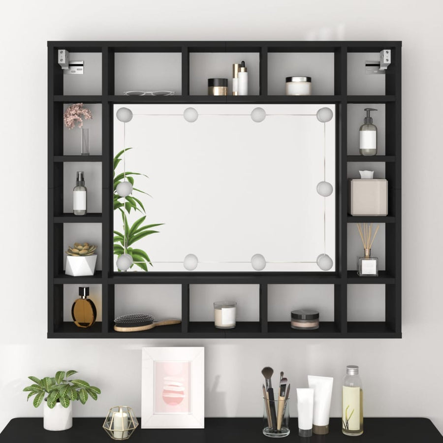 Spiegelkast Met Led-Verlichting 9X5X76,5 Cm Zwart