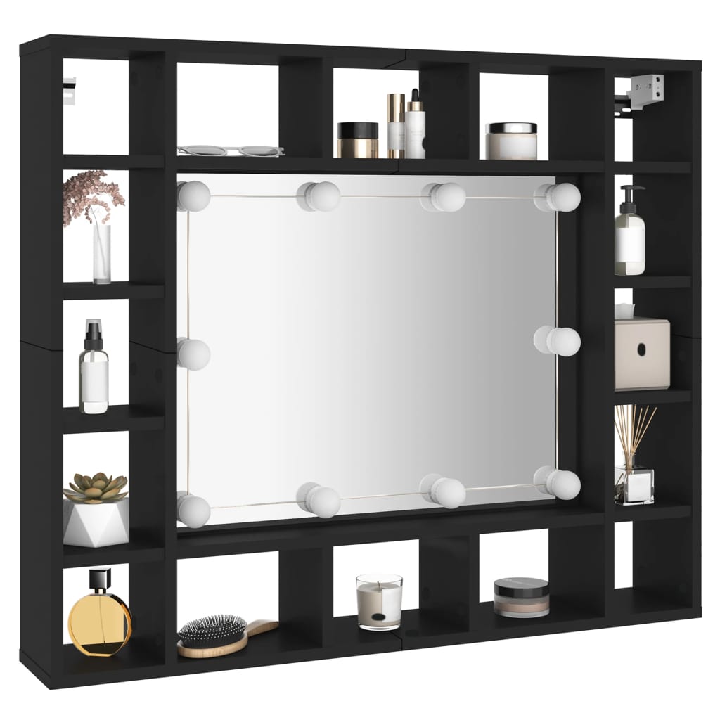 Spiegelkast Met Led-Verlichting 9X5X76,5 Cm Zwart