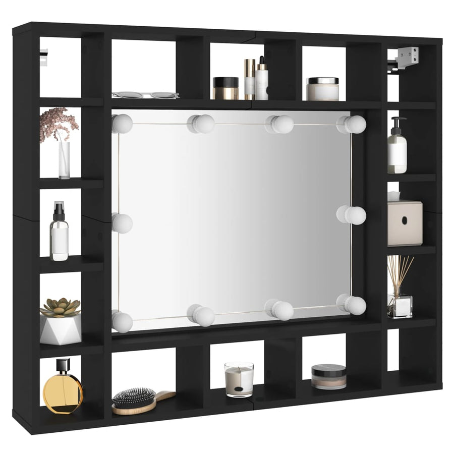 Spiegelkast Met Led-Verlichting 9X5X76,5 Cm Zwart