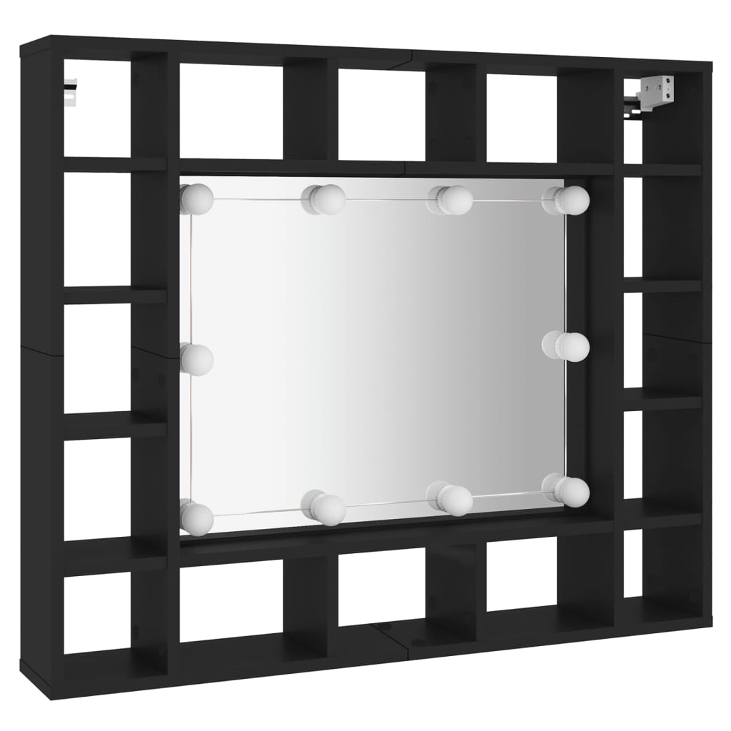 Spiegelkast Met Led-Verlichting 9X5X76,5 Cm Zwart