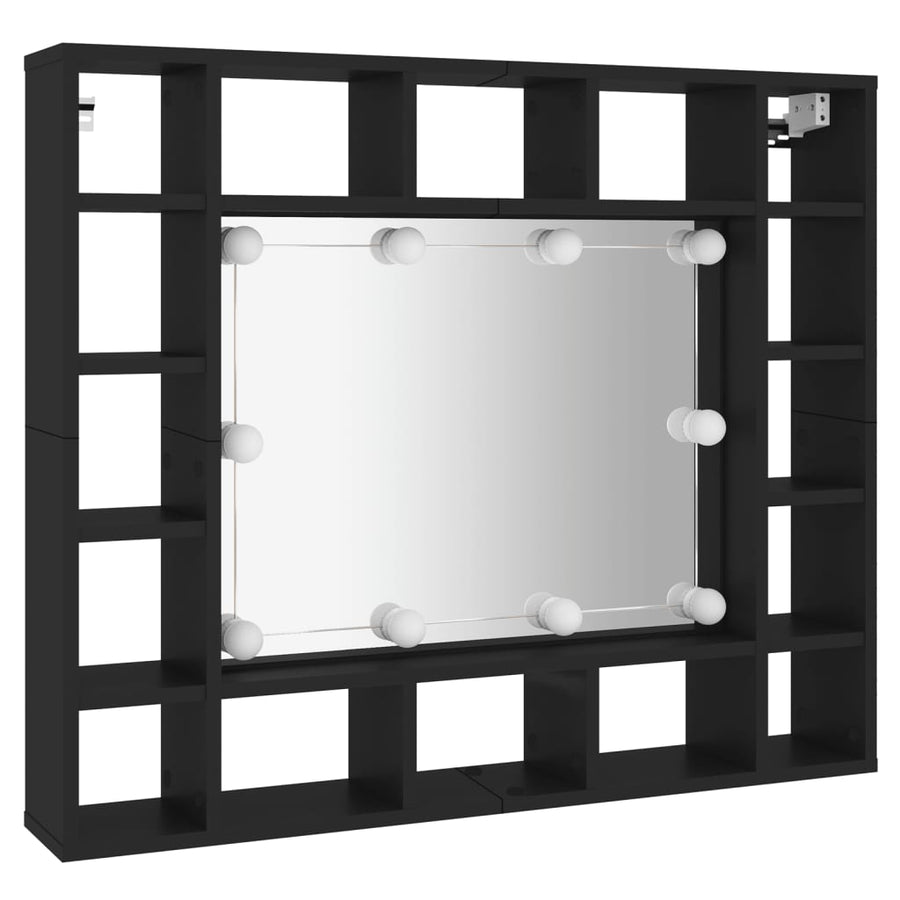 Spiegelkast Met Led-Verlichting 9X5X76,5 Cm Zwart