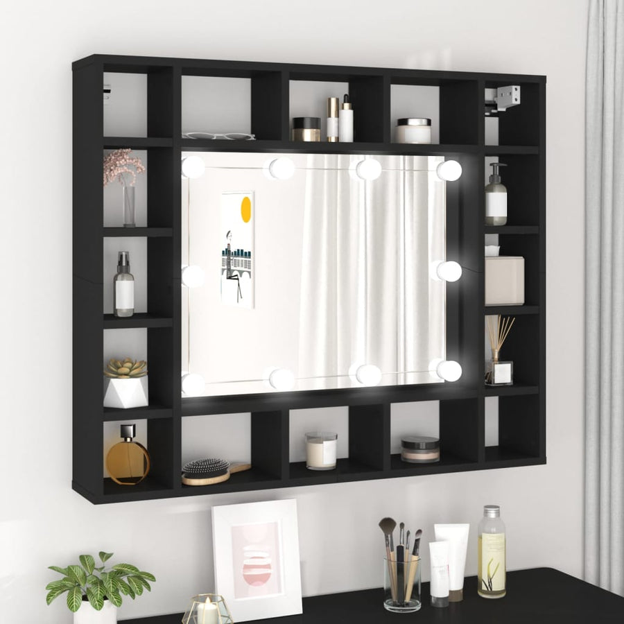 Spiegelkast Met Led-Verlichting 9X5X76,5 Cm Zwart