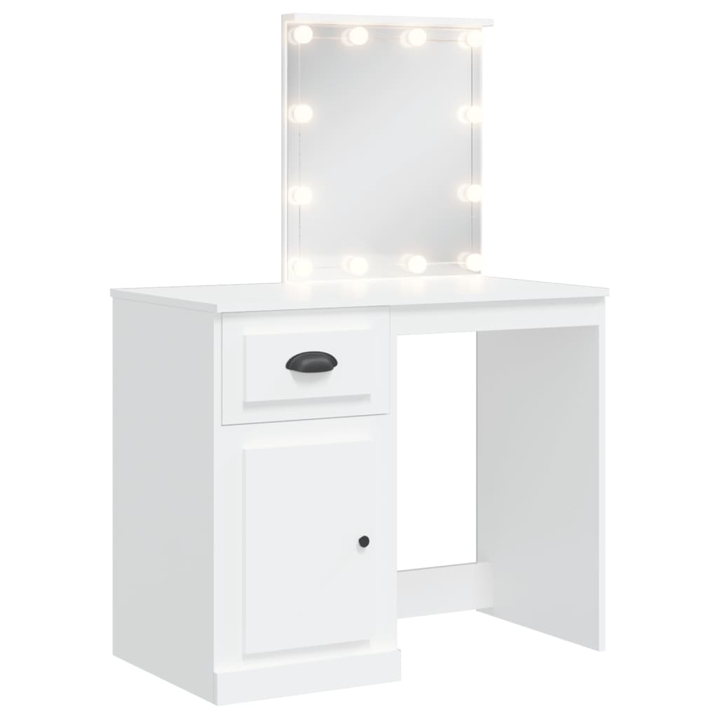 Kaptafel Met Led-Verlichting 90X42X32,5 Cm Wit