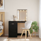 Kaptafel 90x42x132,5 cm zwart met LED-verlichting