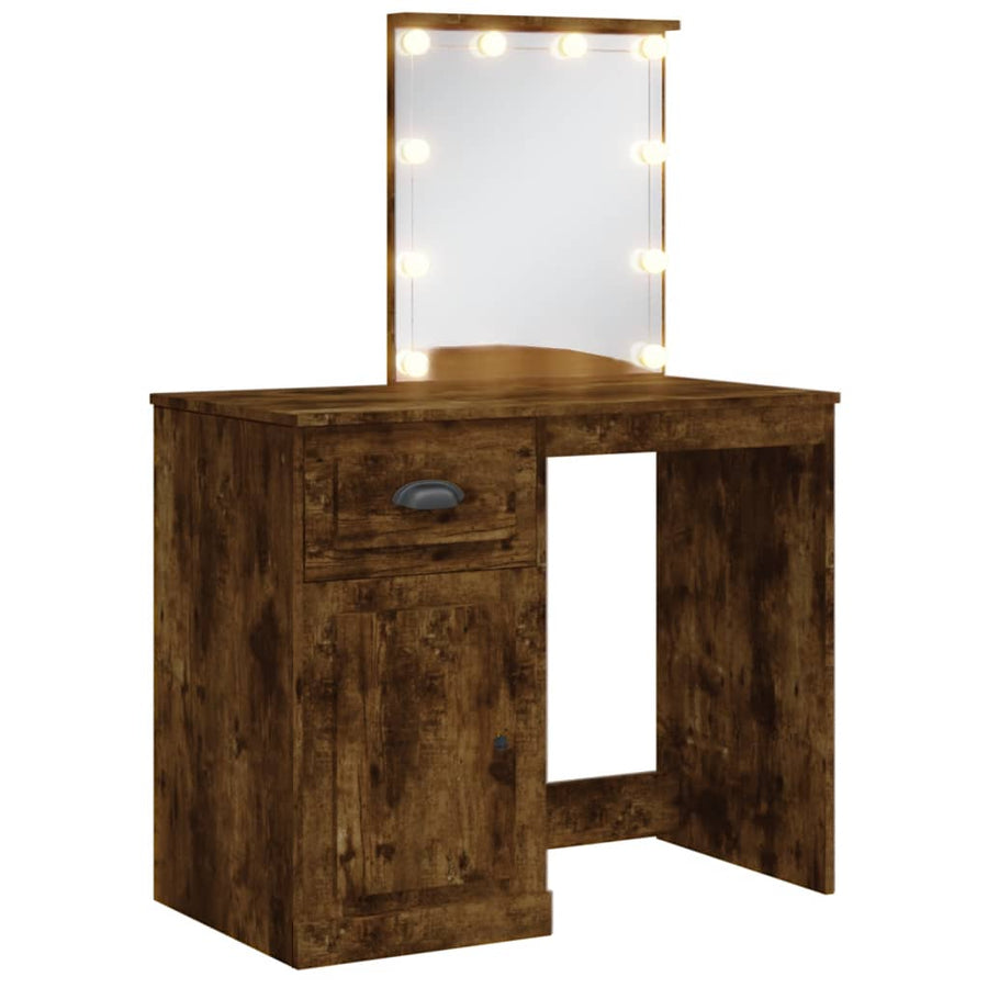 Kaptafel met LED-verlichting 90x42x132,5 cm gerookt eikenkleur Gerookt eiken