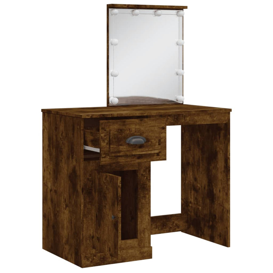Kaptafel met LED-verlichting 90x42x132,5 cm gerookt eikenkleur Gerookt eiken