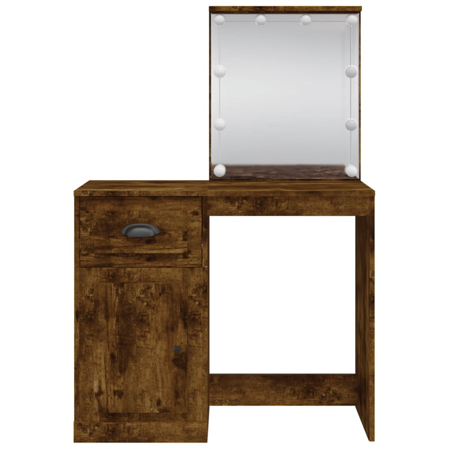 Kaptafel met LED-verlichting 90x42x132,5 cm gerookt eikenkleur Gerookt eiken