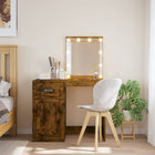 Dressing Table with LED lighting 90x42x132.5 cm smoked oak colour