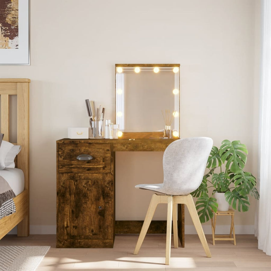 Kaptafel met LED-verlichting 90x42x132,5 cm gerookt eikenkleur Gerookt eiken