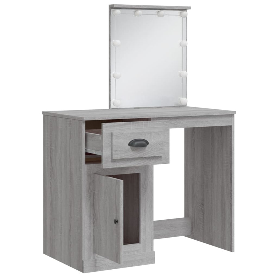 Kaptafel Met Led-Verlichting 90X42X32,5 Cm Grijs sonoma