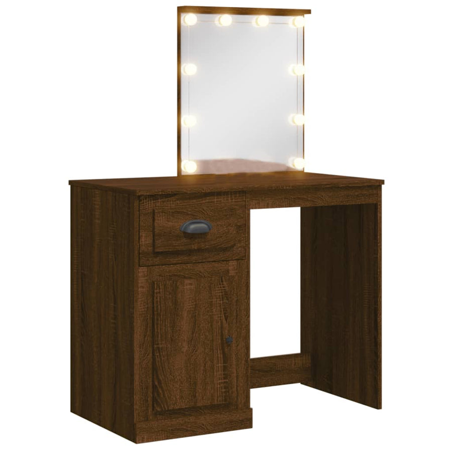 Kaptafel Met Led-Verlichting 90X42X32,5 Cm bruin eikenkleur