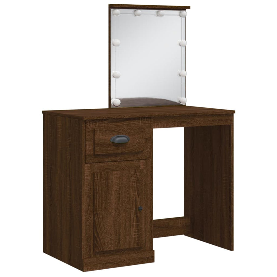 Kaptafel Met Led-Verlichting 90X42X32,5 Cm bruin eikenkleur