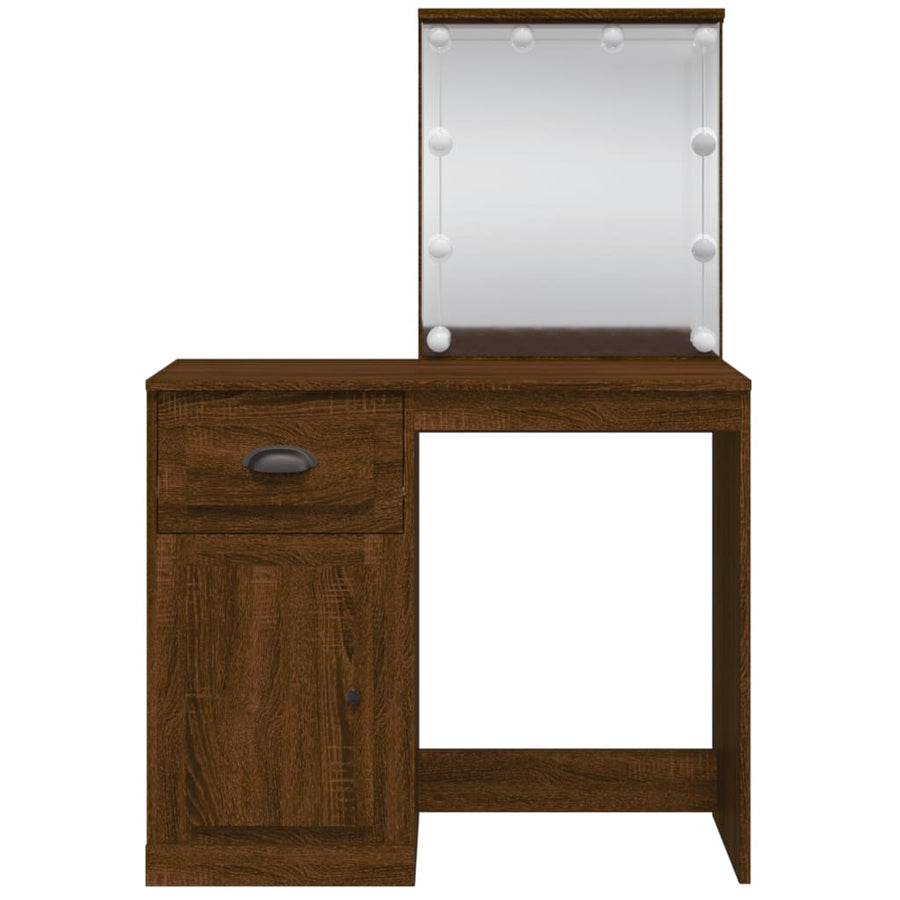 Kaptafel Met Led-Verlichting 90X42X32,5 Cm bruin eikenkleur