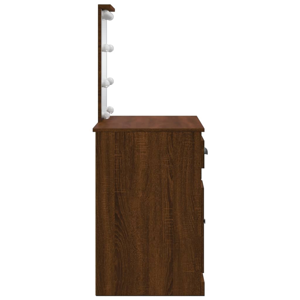 Kaptafel Met Led-Verlichting 90X42X32,5 Cm bruin eikenkleur