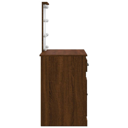 Kaptafel Met Led-Verlichting 90X42X32,5 Cm bruin eikenkleur