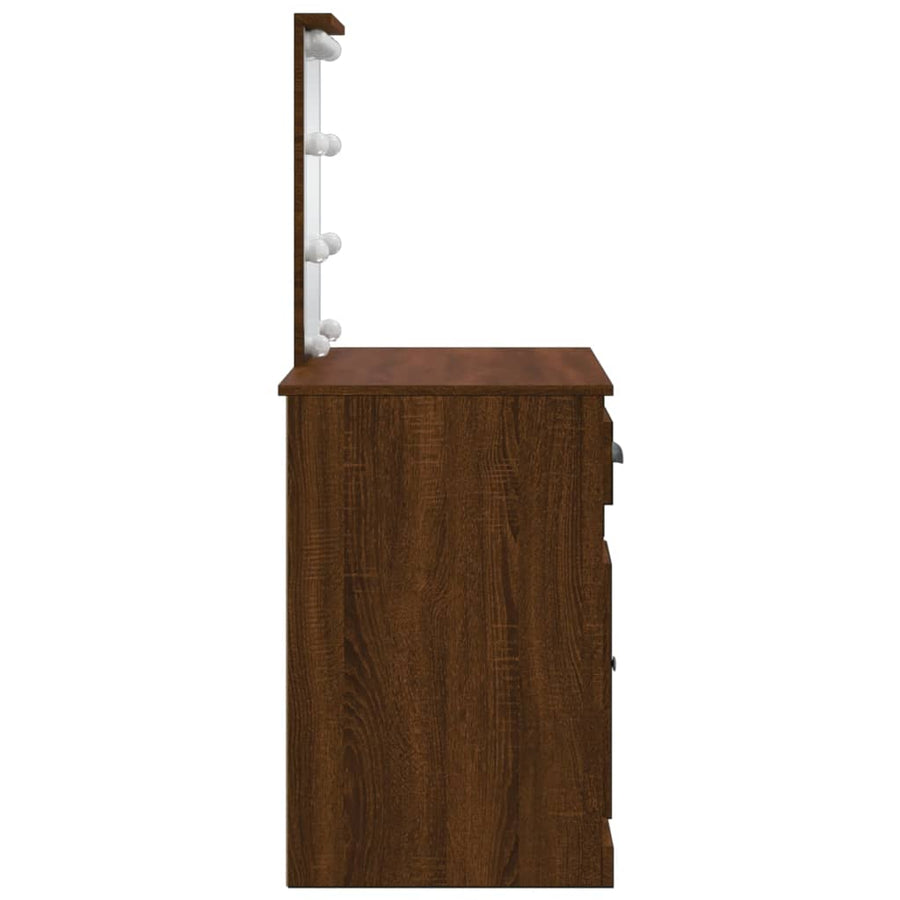 Kaptafel Met Led-Verlichting 90X42X32,5 Cm bruin eikenkleur