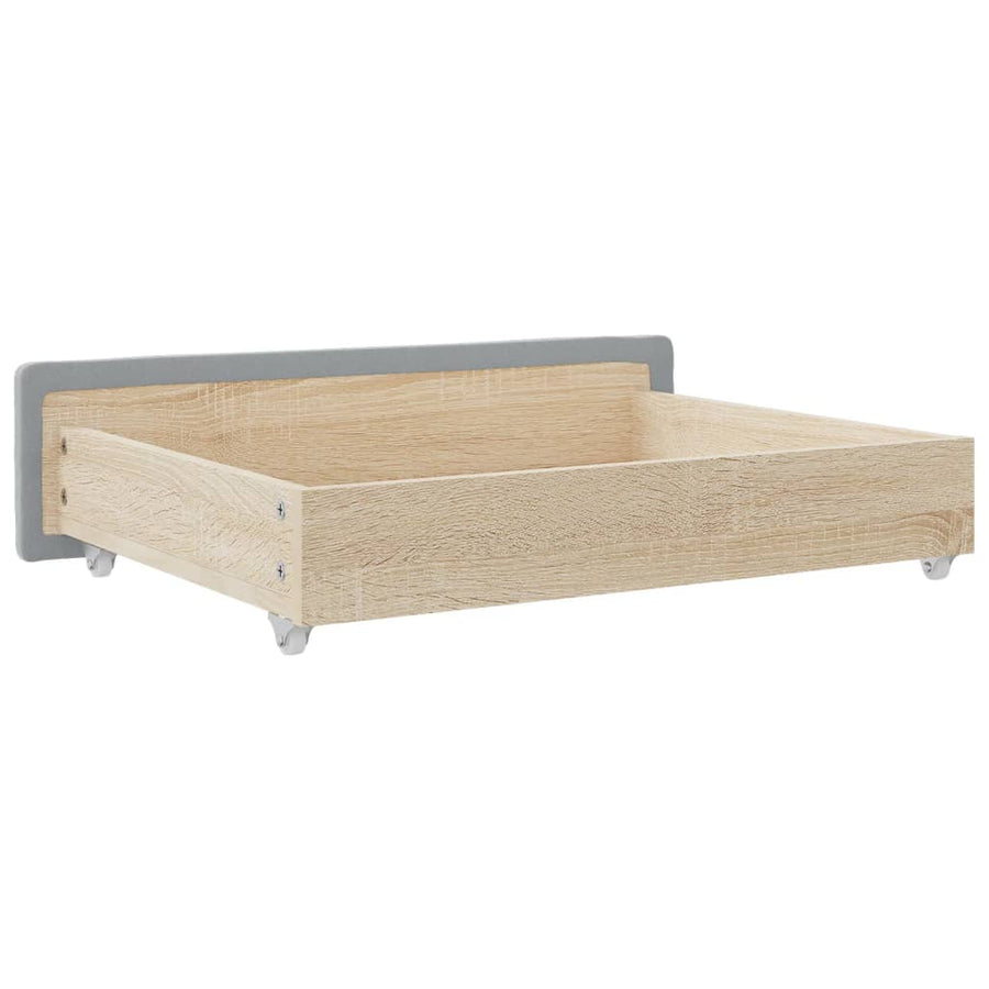 Bedlades 2 St Bewerkt Hout En Stof Lichtgrijs