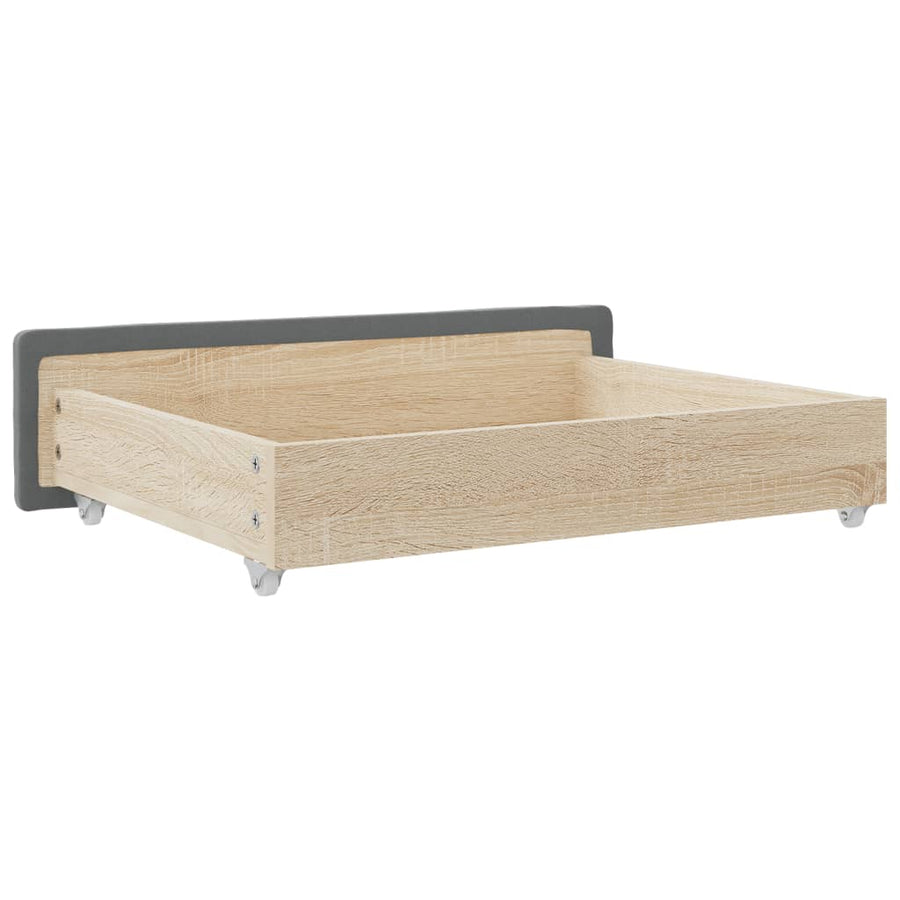 Bedlades 2 St Bewerkt Hout En Stof Donkergrijs