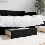 Bedlades 2 st bewerkt hout stof zwart 67x50x16 cm