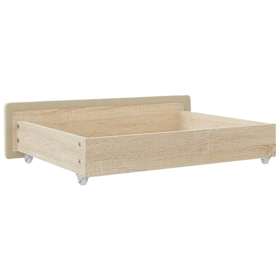 Bedlades 2 St Bewerkt Hout En Stof Crèmekleurig