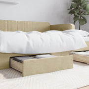 Bedlades 2 st bewerkt hout stof 67x50x16 cm crème