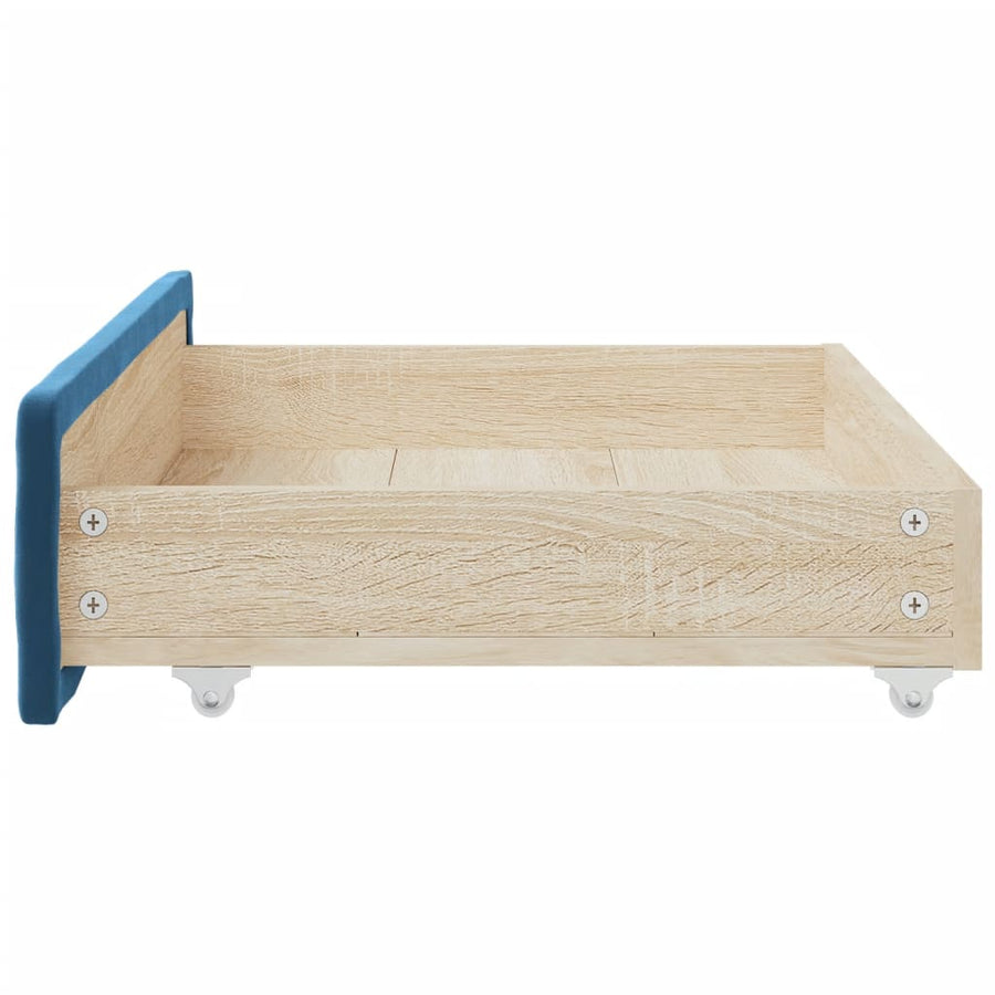 Bedlades 2 St Bewerkt Hout En Fluweel Blauw