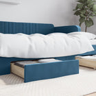 Bedlades 2 St Bewerkt Hout En Fluweel Blauw