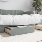 Bedlades 2 st bewerkt hout fluweel lichtgrijs 67x50x16 cm