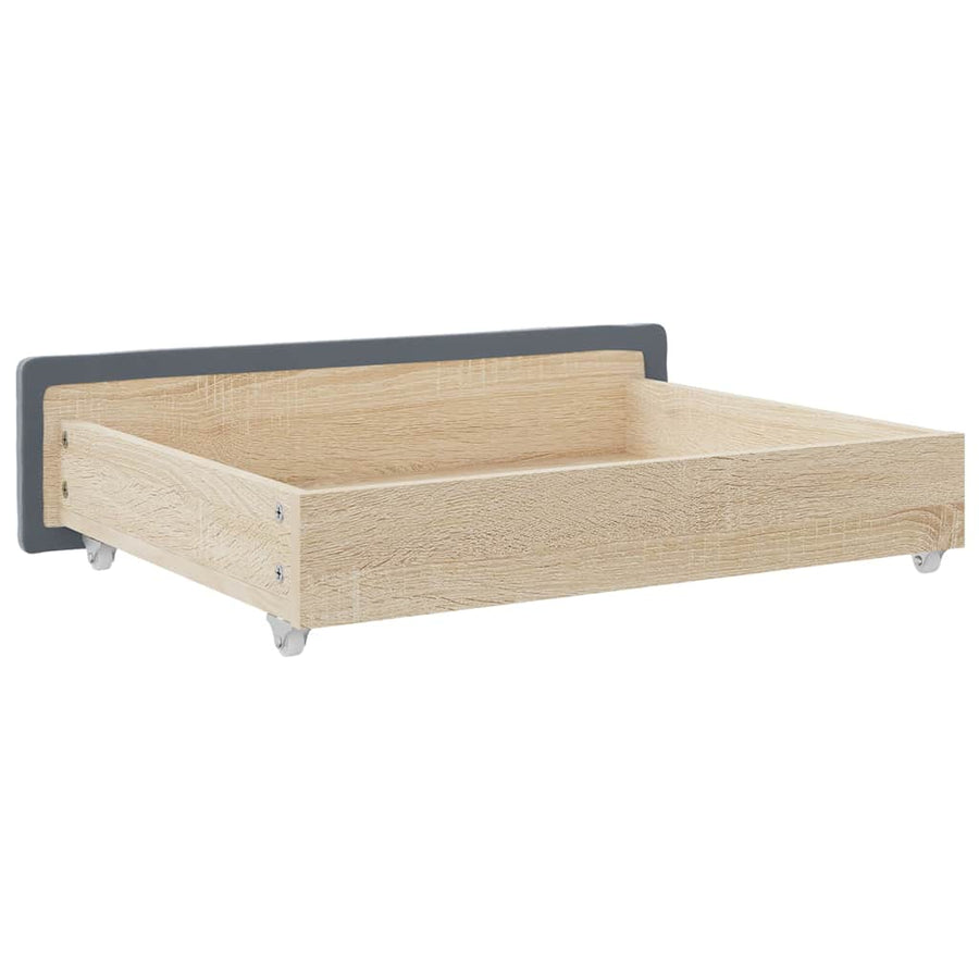 Bedlades 2 st Bewerkt hout en fluweel donkergrijs