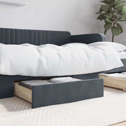 Bedlades 2 st bewerkt hout fluweel donkergrijs 67x50x16 cm
