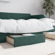 Bedlades 2 st bewerkt hout fluweel donkergroen 67x50x16 cm