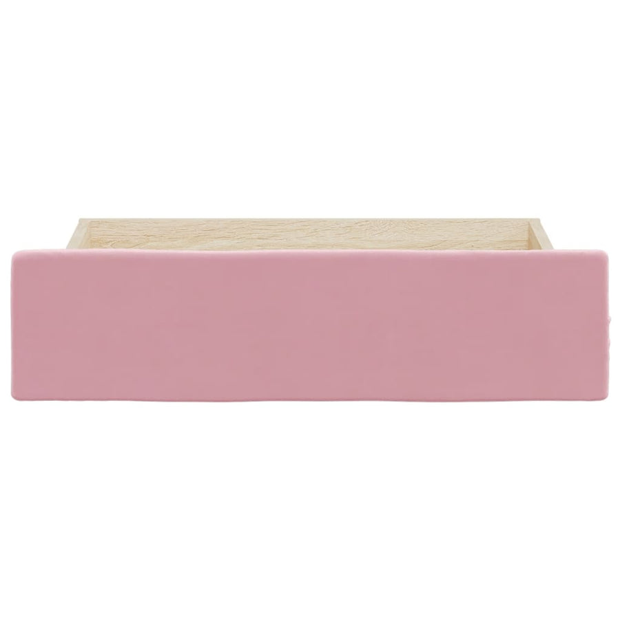 Bedlades 2 St Bewerkt Hout En Fluweel Roze