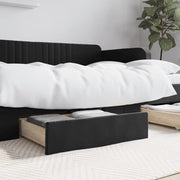 Bedlades 2 st bewerkt hout fluweel zwart 67x50x16 cm