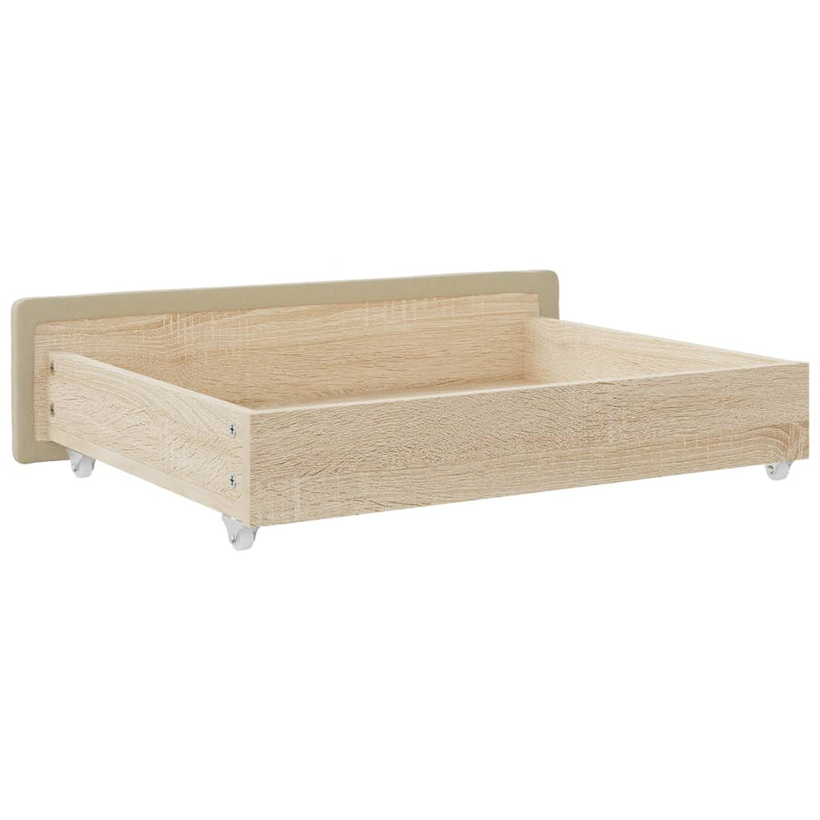 Bedlades 2 St Bewerkt Hout En Kunstleer Kleurig Crème