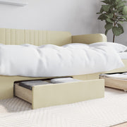 Bedlades 2 st bewerkt hout kunstleer crème 67x50x16 cm