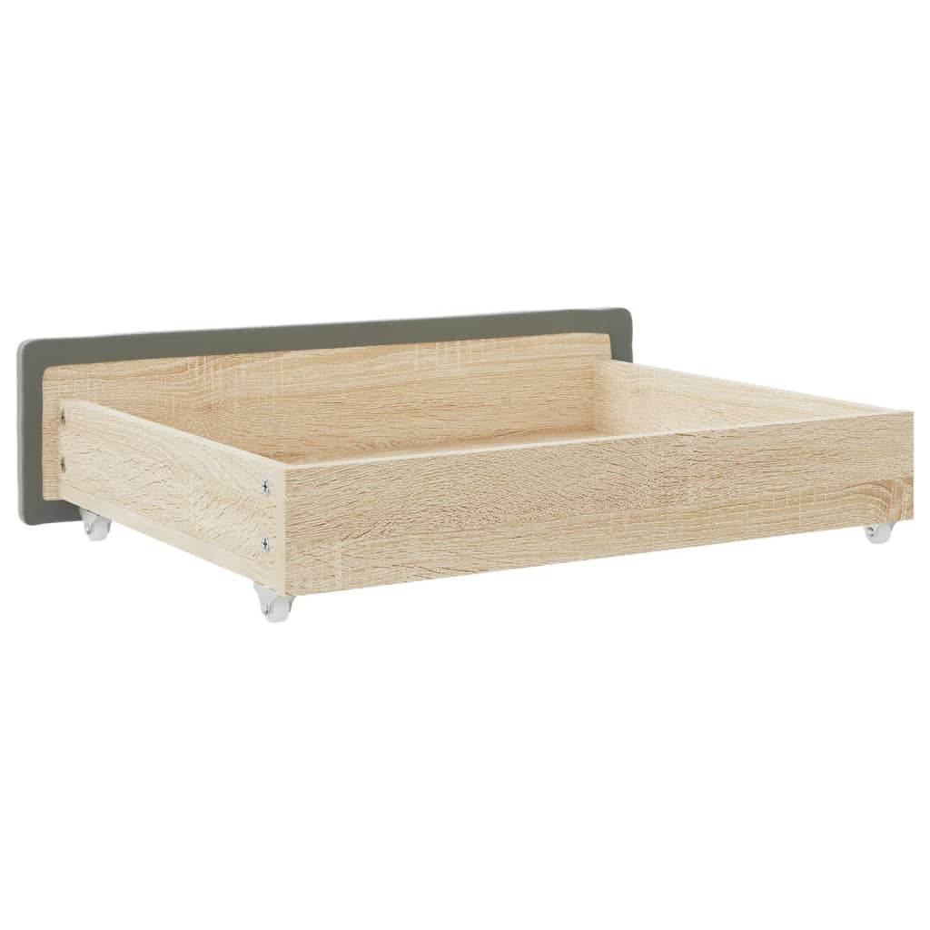 Opberglades Bed 2 St Bewerkt Hout En Lichtgrijs Fluweel