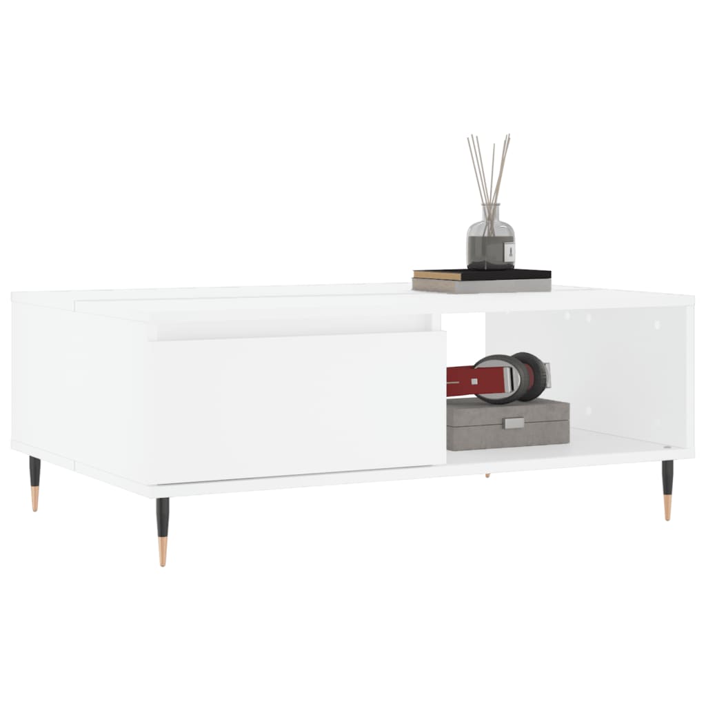 Salontafel 90X60X35 Cm Bewerkt Hout Wit